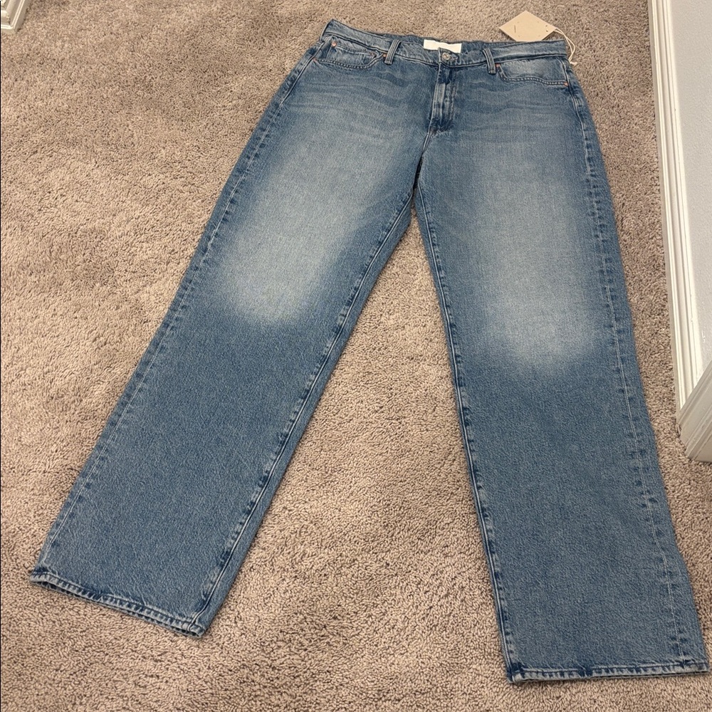 MOTHER Light Blue Straight Leg Jeans - Picture 2 of 8
